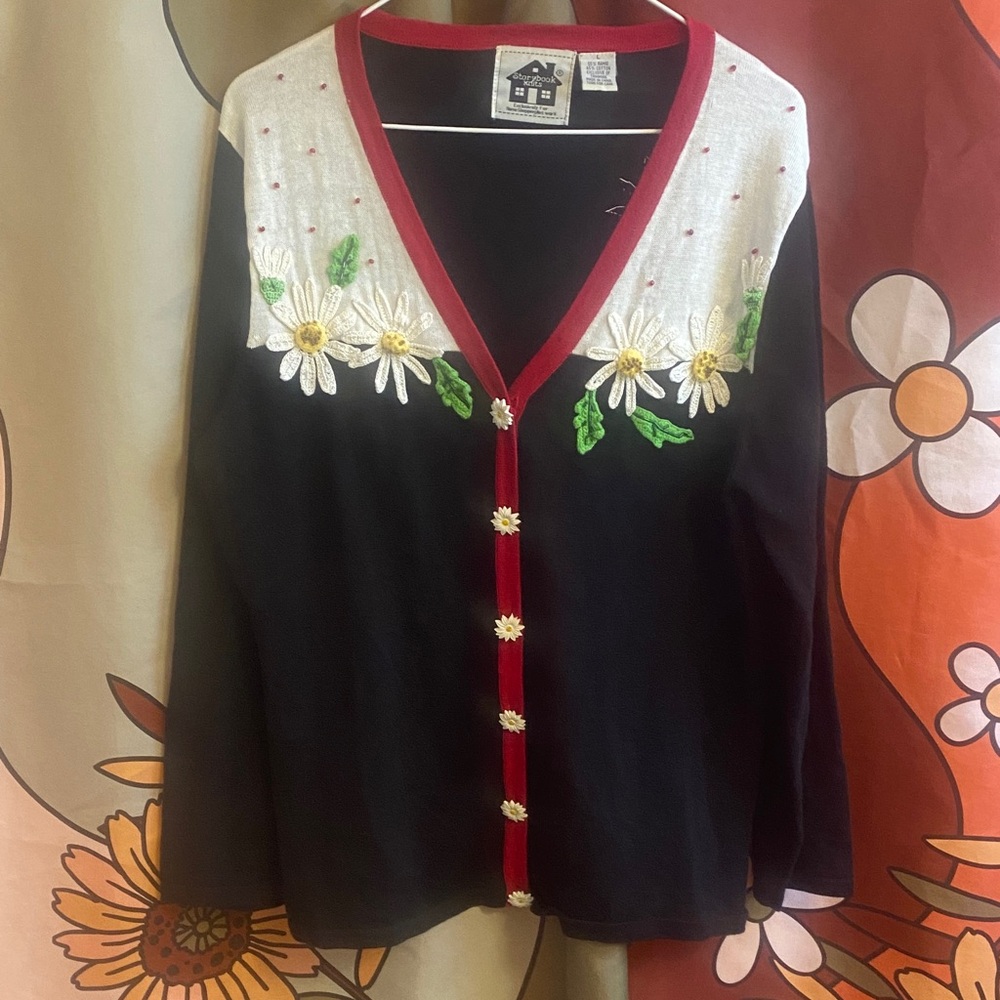 Storybook Knits Daisy Embroidered knit Cardigan